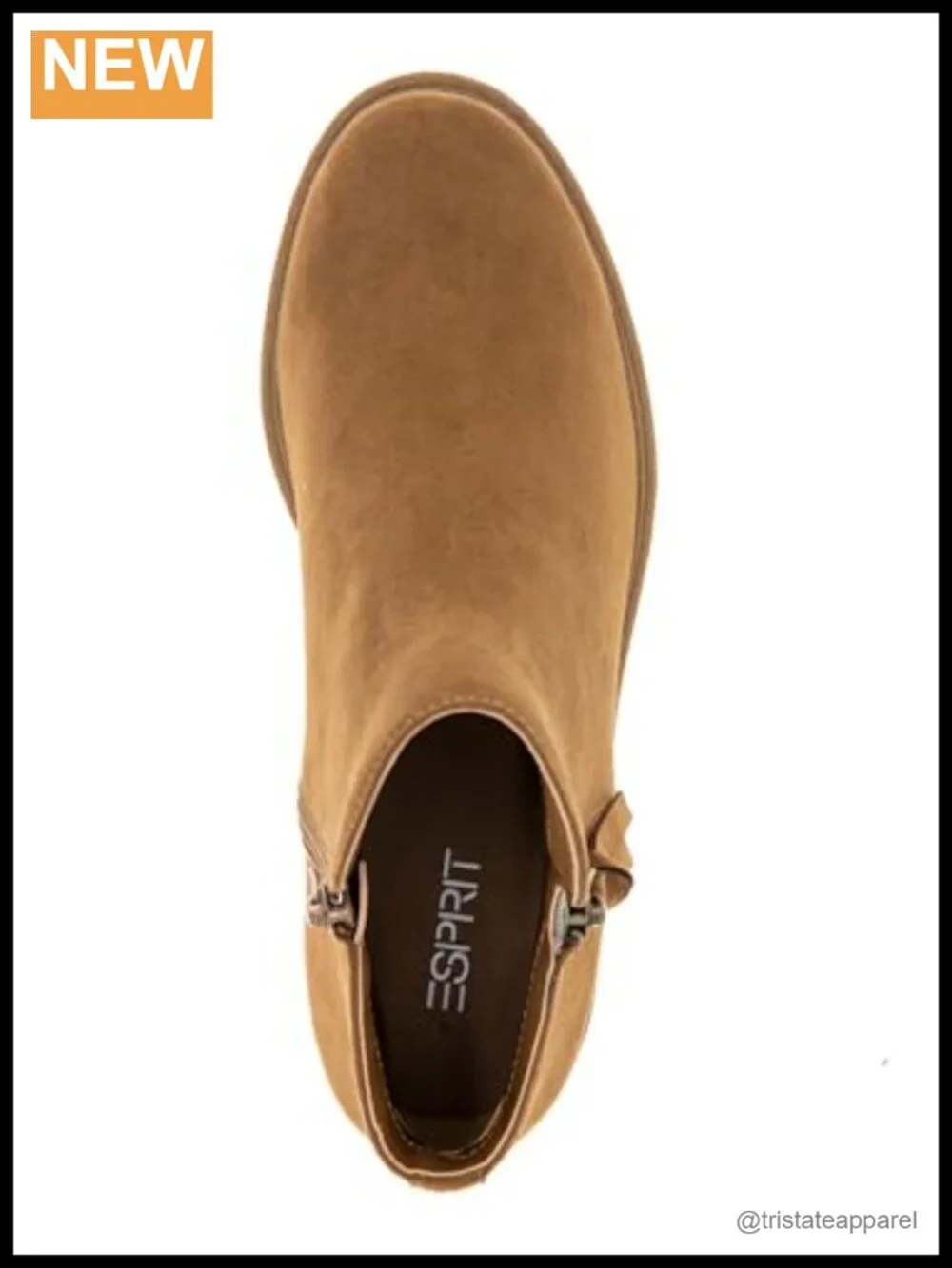 ESPRIT Women's Faux Suede Ankle Booties Block Heel Zip Tassels